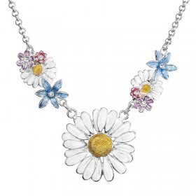 Collier marguerite avec fleurs Cristal