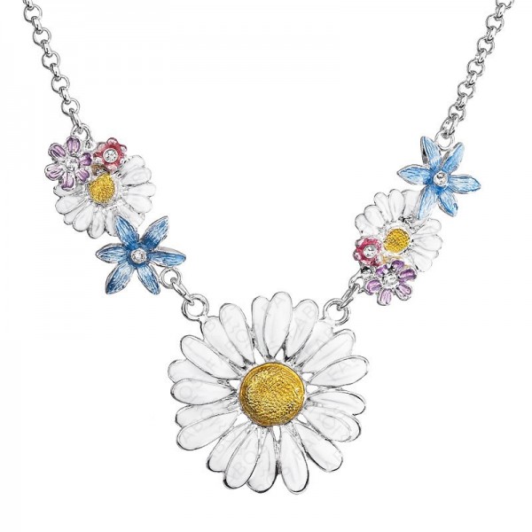 Collier marguerite avec fleurs Cristal