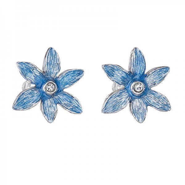 Boucles d'oreilles Fleur peinte en bleu