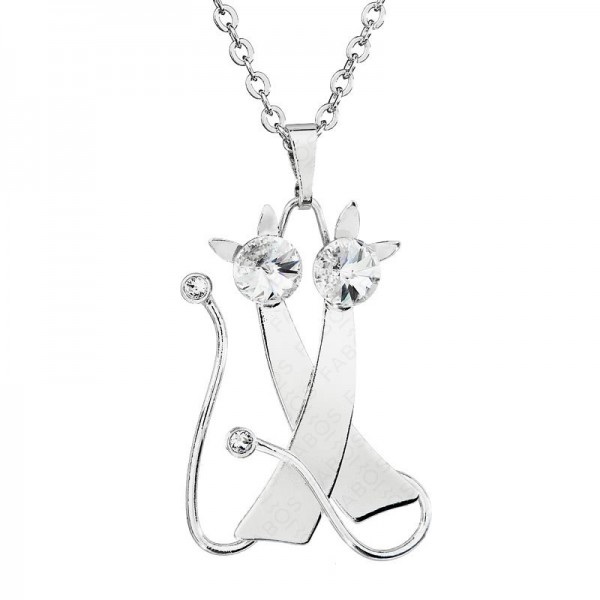 COLLIER DEUX CHATS CRISTAL SWAROVSKI
