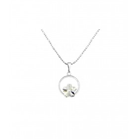 Collier fleur dans un cercle Cristal Swarovski