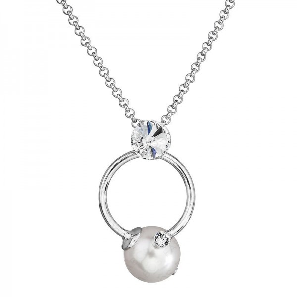 Collier Perle Blanche dans un cercle  Cristal SWAROVSKI