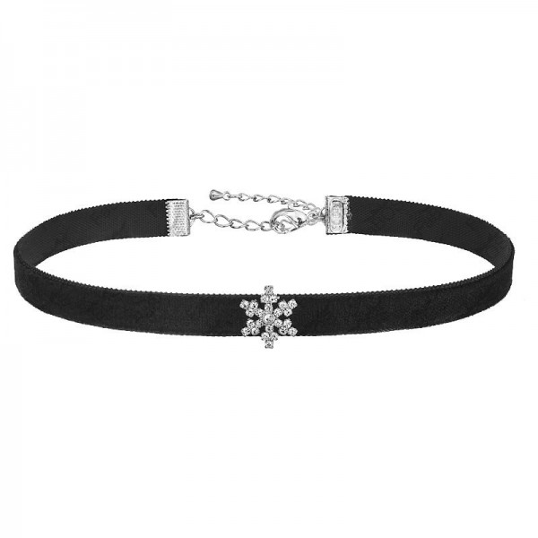 Collier Velours Flocon de Neige Cristal
