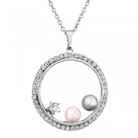 Collier Cercle avec perles Gris, Rose SWAROVSKI