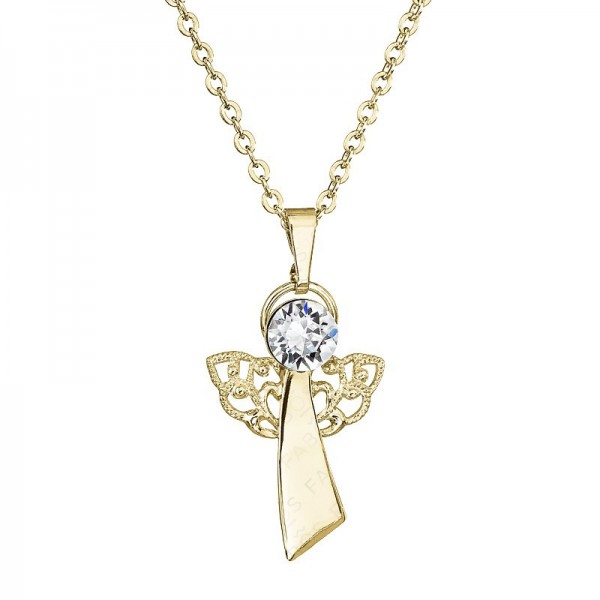 Collier Ange de la foi Cristal Plaque Or
