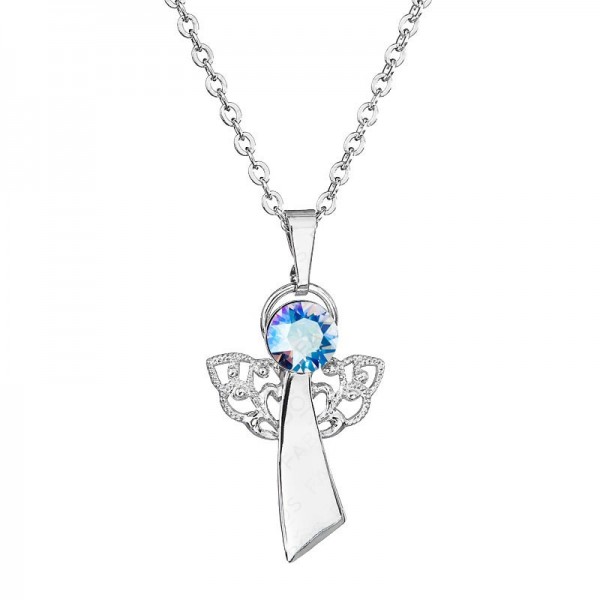 Collier Ange de la foi arc-en-ciel bleu
