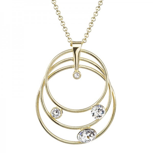 Collier Trois cercles Plaque Or Cristal SWAROVSKI
