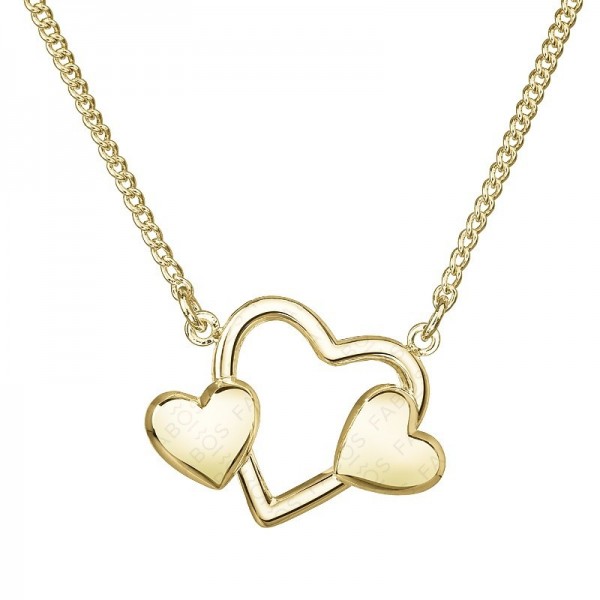 Collier Coeur Pour Mere avec Deux Enfants Placage Or