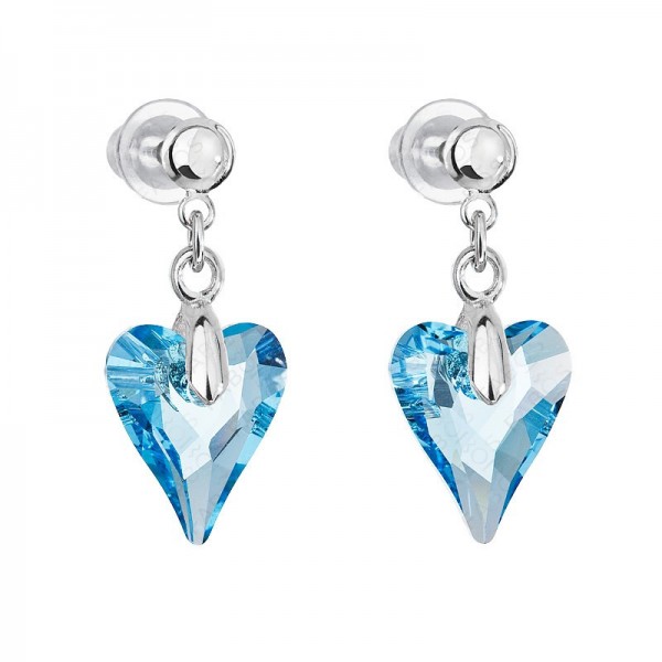 Boucles d'oreilles coeur bleu Amore