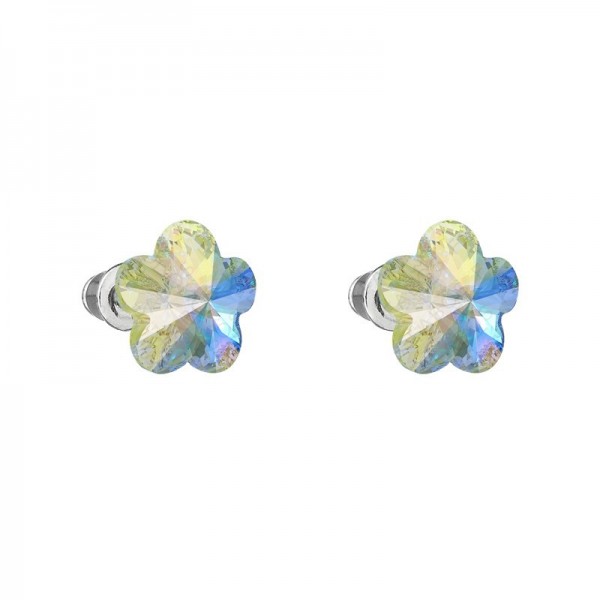 Boucles d'oreilles fleur en pierre cristal AB Swarovski