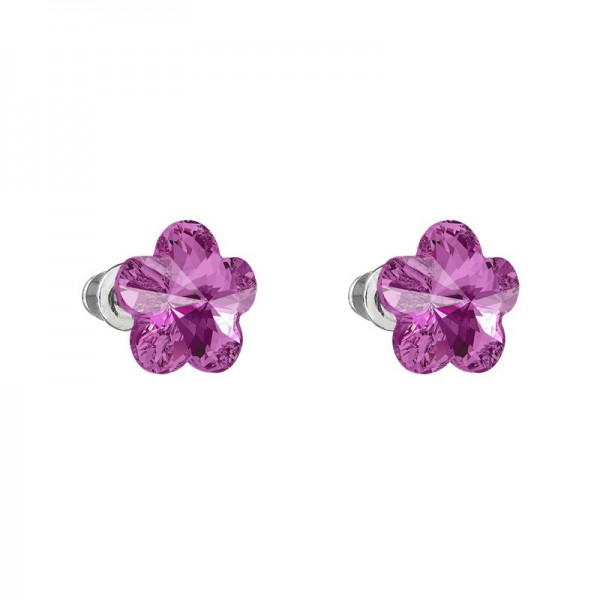 Boucles d'oreilles fleur en pierre fuchsia Swarovski