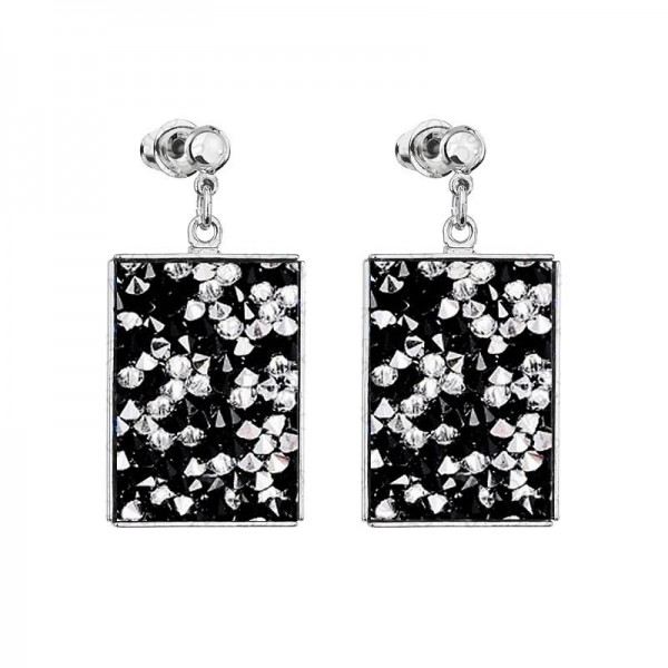 Boucles d'oreilles Cristal de Roche rectangle Black Jet SWAROVSKI