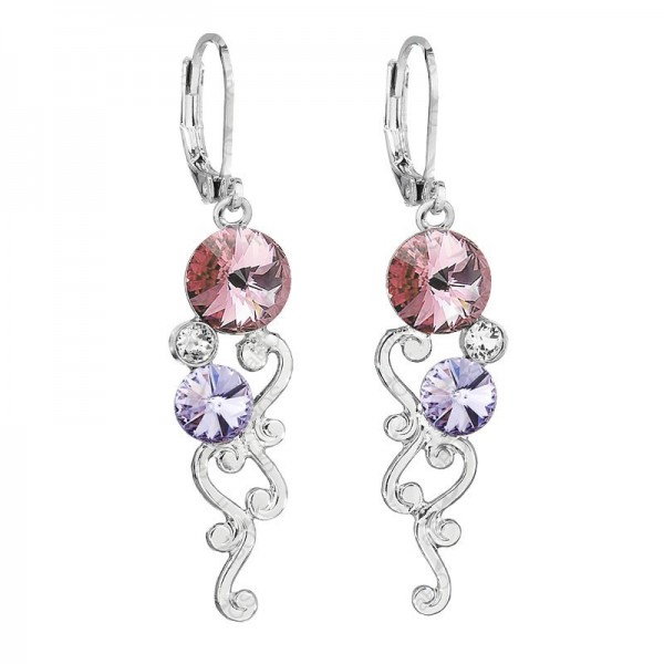 Boucles d'oreilles Liane avec rivoli Ligth Rose Violet SWAROVSKI