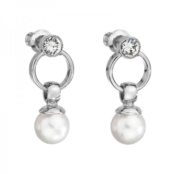 Boucles d'Oreilles Perles Blanches placage Rhodium SWAROVSKI