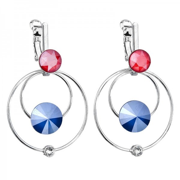 Boucles d'oreilles Deux Anneaux avec rivoli Bleu Royal SWAROVSKI