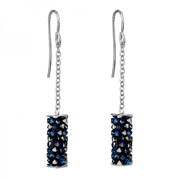 Boucles d'Oreilles Cristal de Roche Tube Bleu Bermudes SWAROVSKI