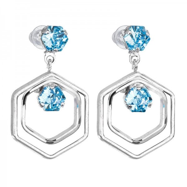 Boucles d'oreilles Hexagone Aigue-marine