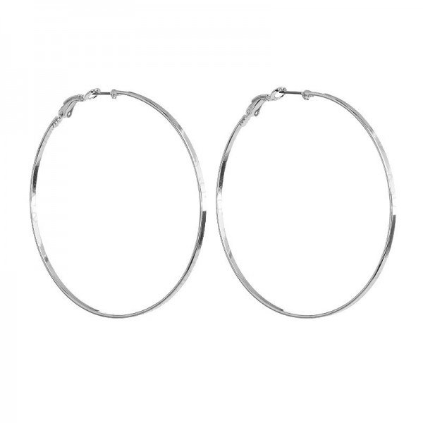 Boucles d'oreilles Cercles 7cm plaque rhodium