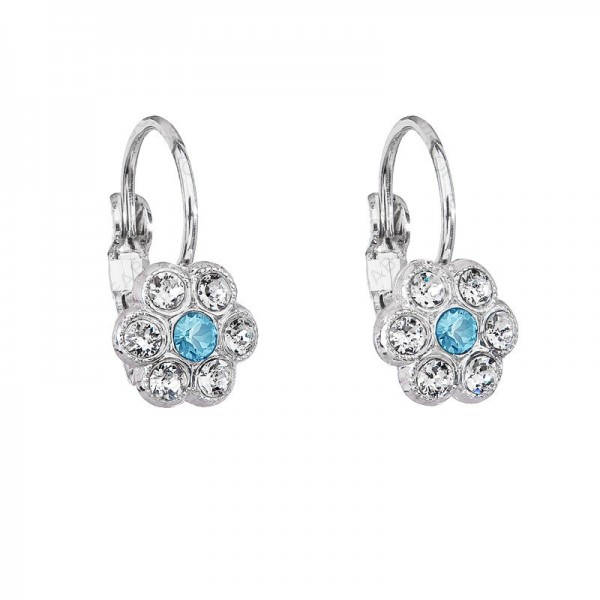 Boucles d'oreilles fleur 2 Aqua SWAROVSKI