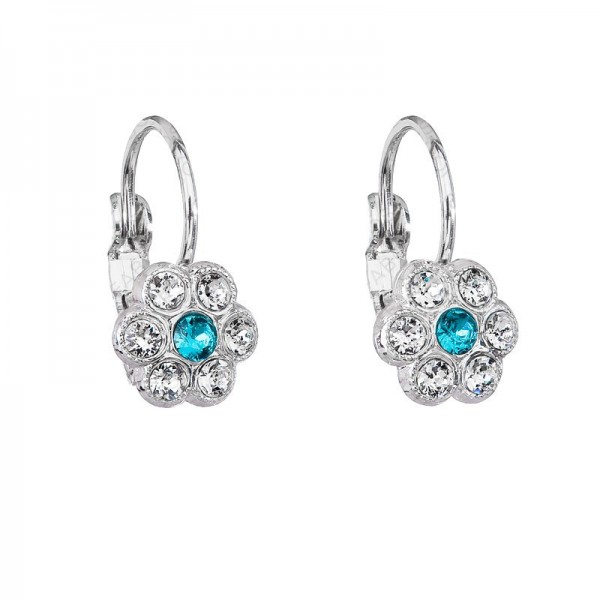 Boucles d'Oreilles Fleur 2 Zircon Bleu SWAROVSKI