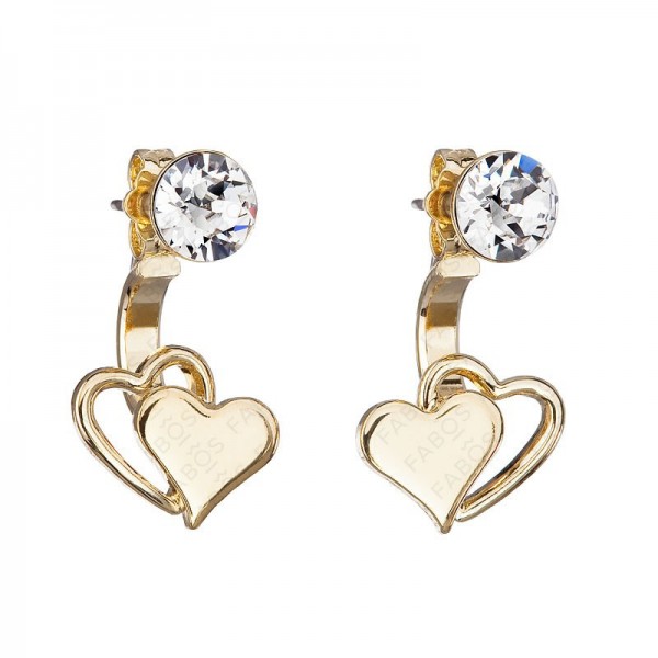 Boucles d'oreilles Deux coeurs Placage Or Cristal SWAROVSKI