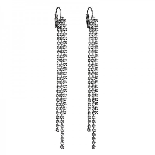 Boucles d'oreilles Strass pompons Cristal fonce
