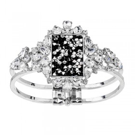 Bracelet rectangle cristaux de roches Jet noir et Cristal SWAROVSKI