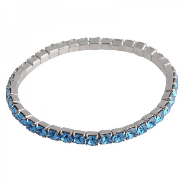 Bracelet extensible avec chatons SWAROVSKI aigue-marine