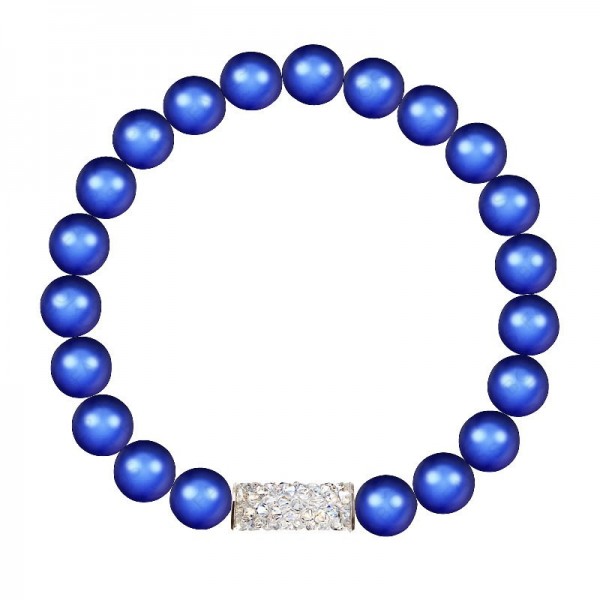 Bracelet extensible perles SWAROVSKI Bleu Fonce